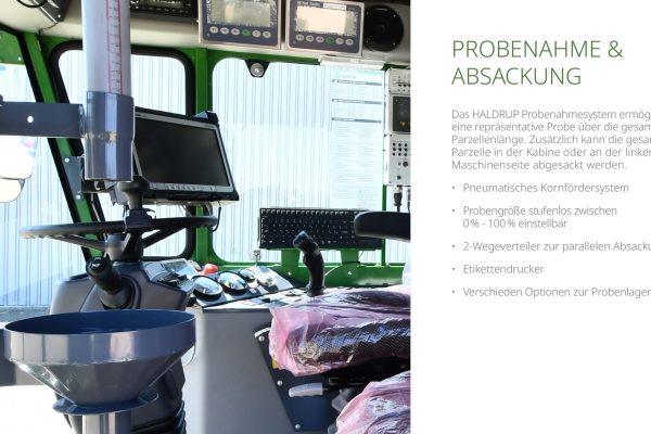 ermöglicht eine Probe über die gesamte Parzellenlänge, die abgesackt werden kann