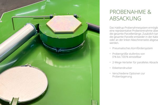 sampling-250825_Overview_C-85_Website_DE8 ermöglicht eine Probe über die gesamte Parzellenlänge, die abgesackt werden kann